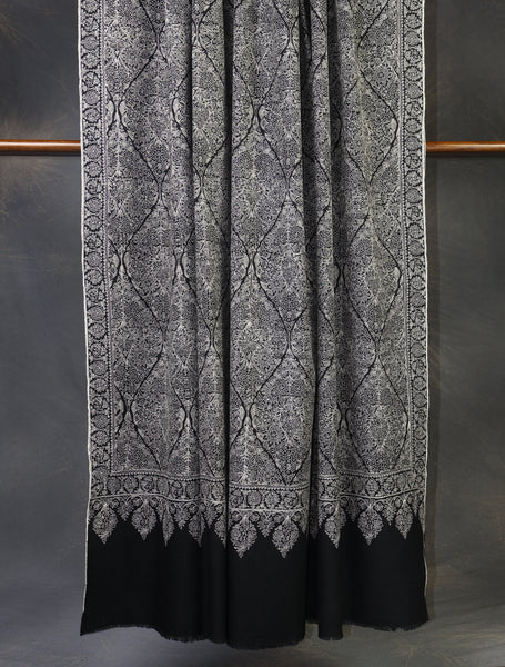 3 Yard Black Base Jamawar Embroidery Handwoven Cashmere Shawl