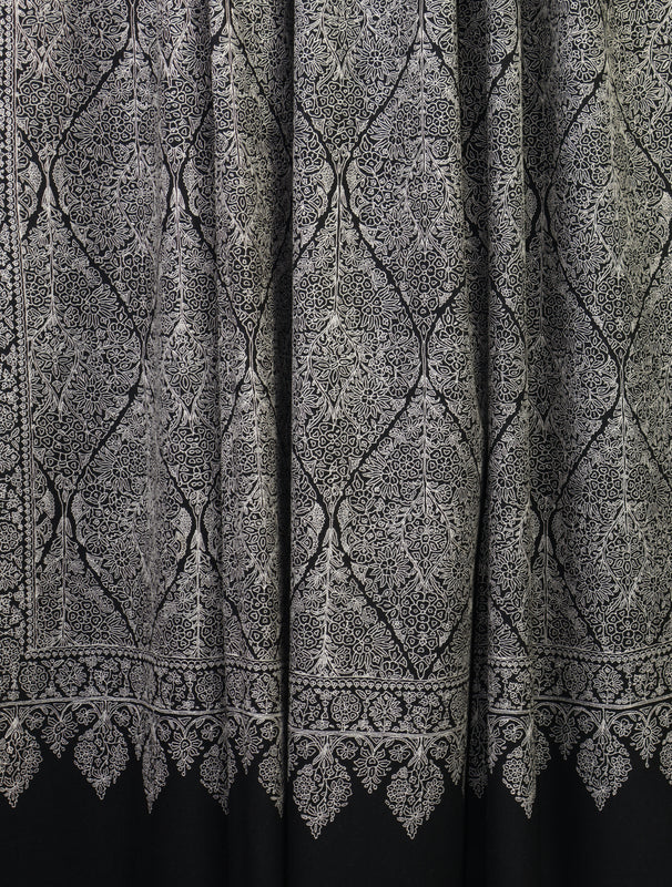 3 Yard Black Base Jamawar Embroidery Handwoven Cashmere Shawl