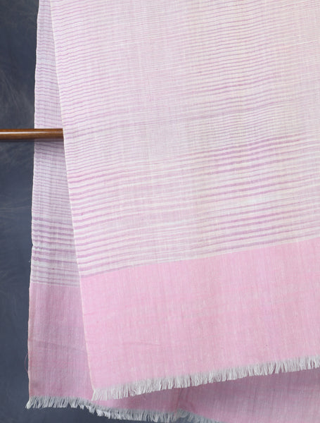 Pink Base Striped Handwoven Cashmere Pashmina Scarf