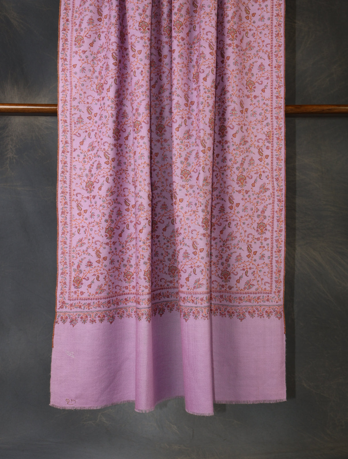 Purple  Base With Jali Embroidery Pashmina Cashmere Scarf