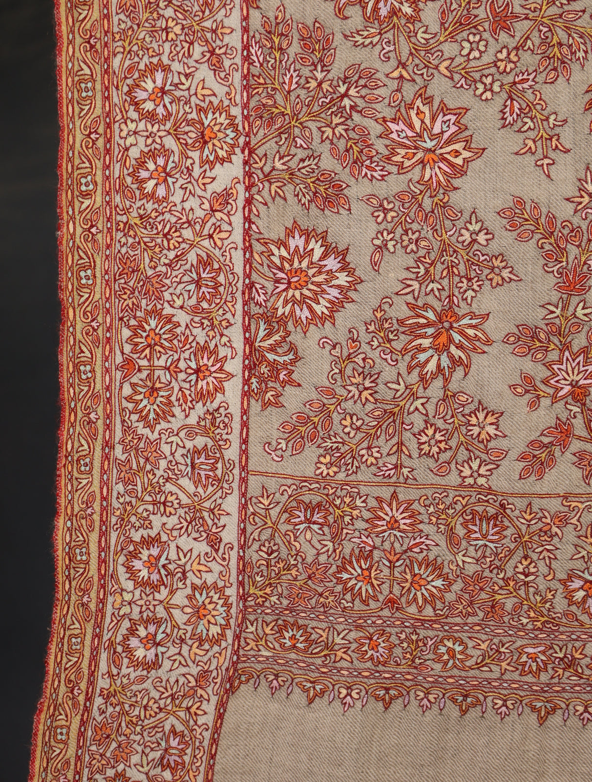 Natural Color Jamawar Embroidery Pashmina Shawl