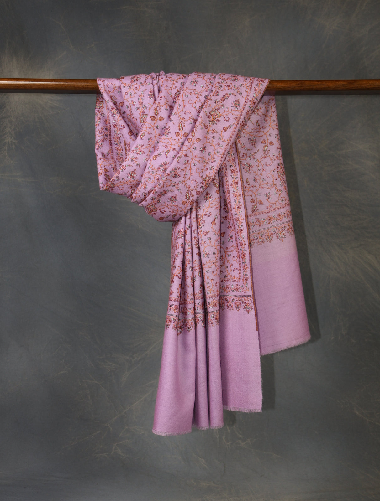 Purple  Base With Jali Embroidery Pashmina Cashmere Scarf