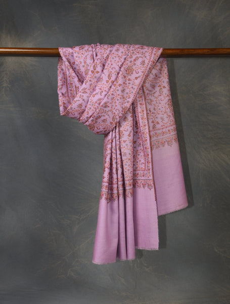 Purple  Base With Jali Embroidery Pashmina Cashmere Scarf