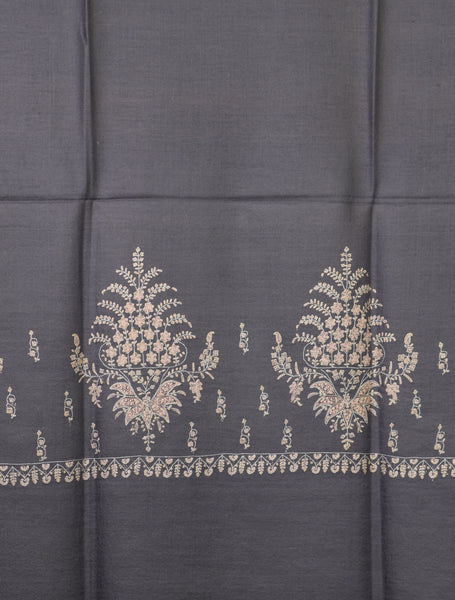 Grey Color Base Boteh Embroidery Pashmina Shawl