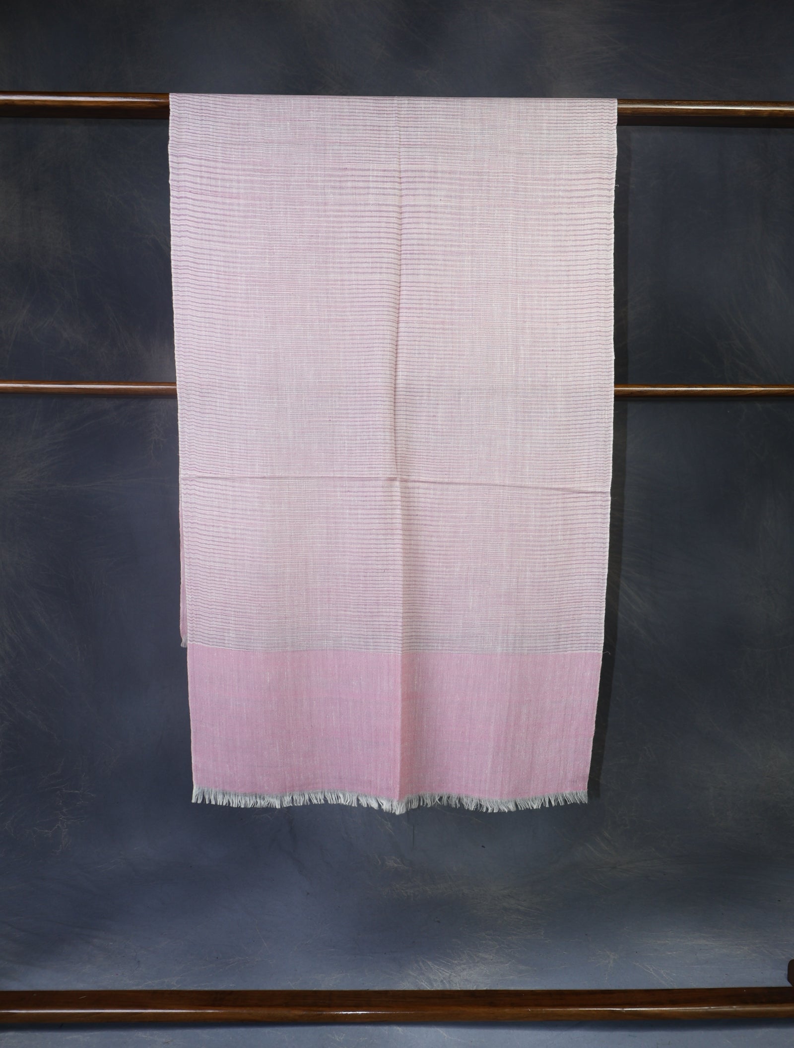 Pink Color Striped Handwoven Cashmere Pashmina Scarf