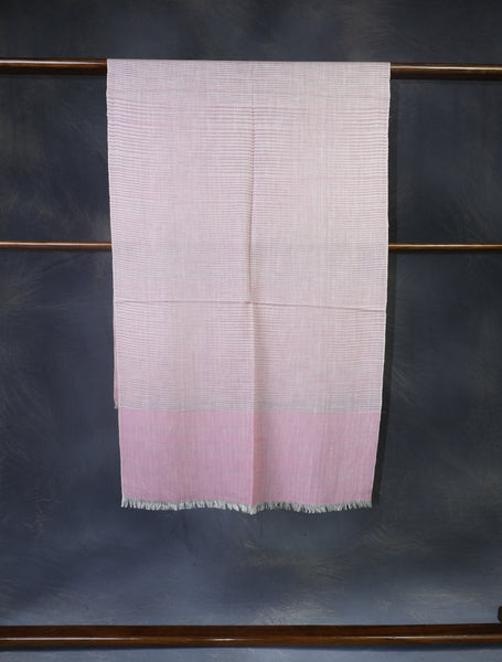Pink Color Striped Handwoven Cashmere Pashmina Scarf