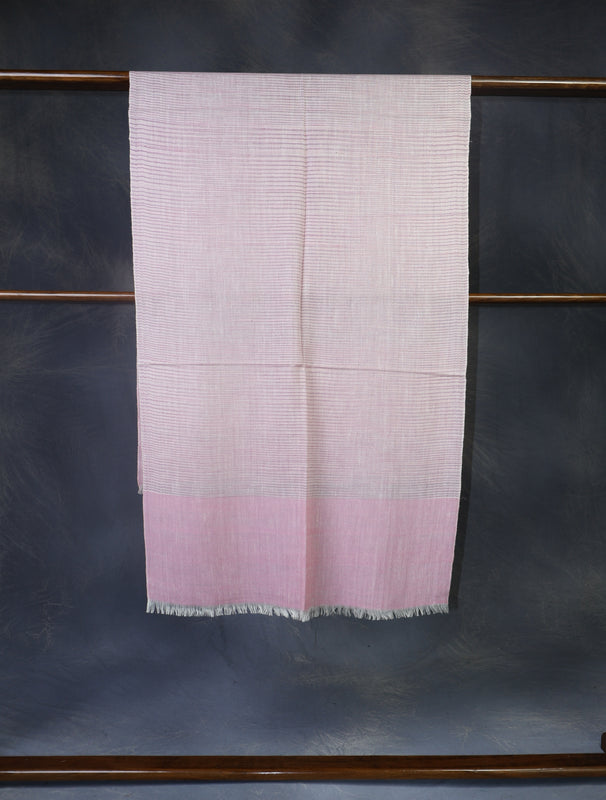 Pink Color Striped Handwoven Cashmere Pashmina Scarf