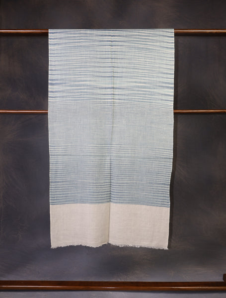 Light Blue Color Striped Handwoven Cashmere Pashmina Scarf