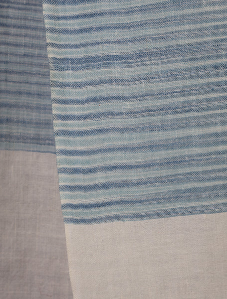Light Blue Color Striped Handwoven Cashmere Pashmina Scarf