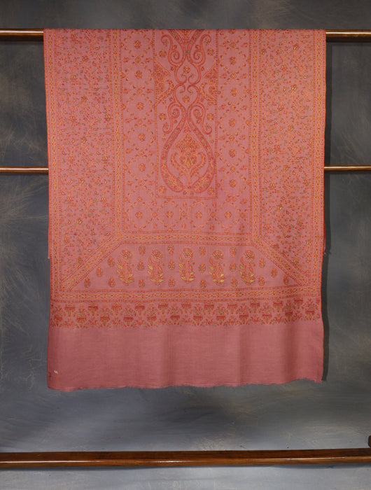 Pink jali Embroidery Cashmere Pashmina Shawl