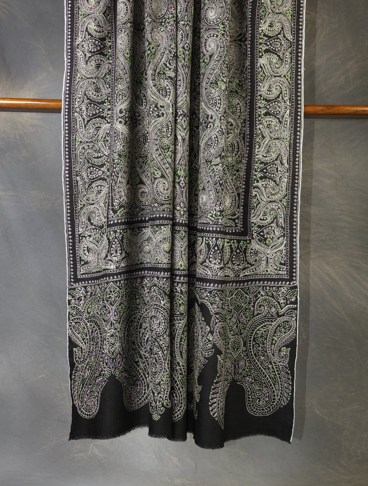 Black Jamawar Embroidery Pashmina Shawl