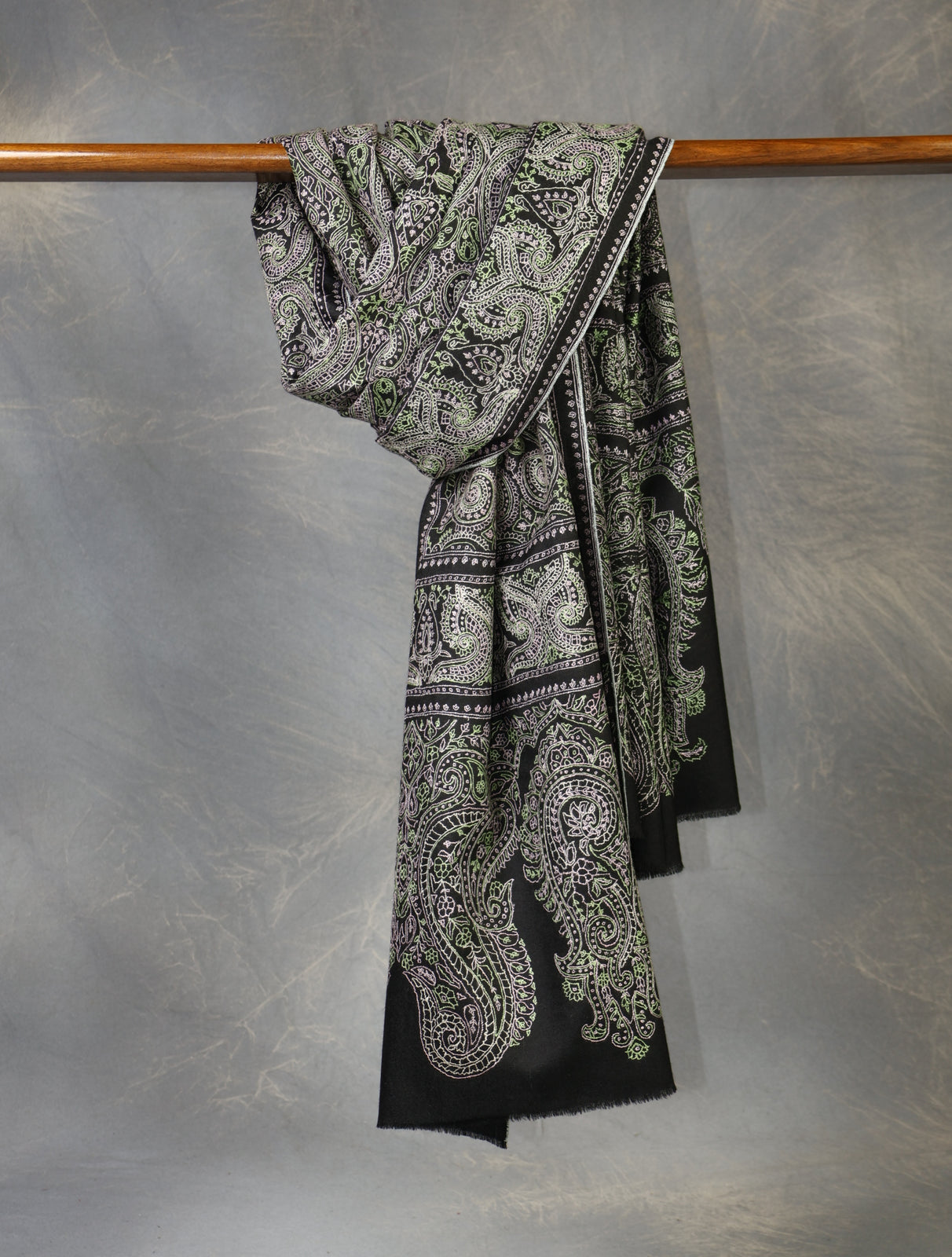 Black Jamawar Embroidery Pashmina Shawl