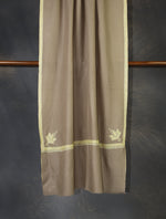 Natural Base Border Yellow Embroidery Cashmere Pashmina Scarf