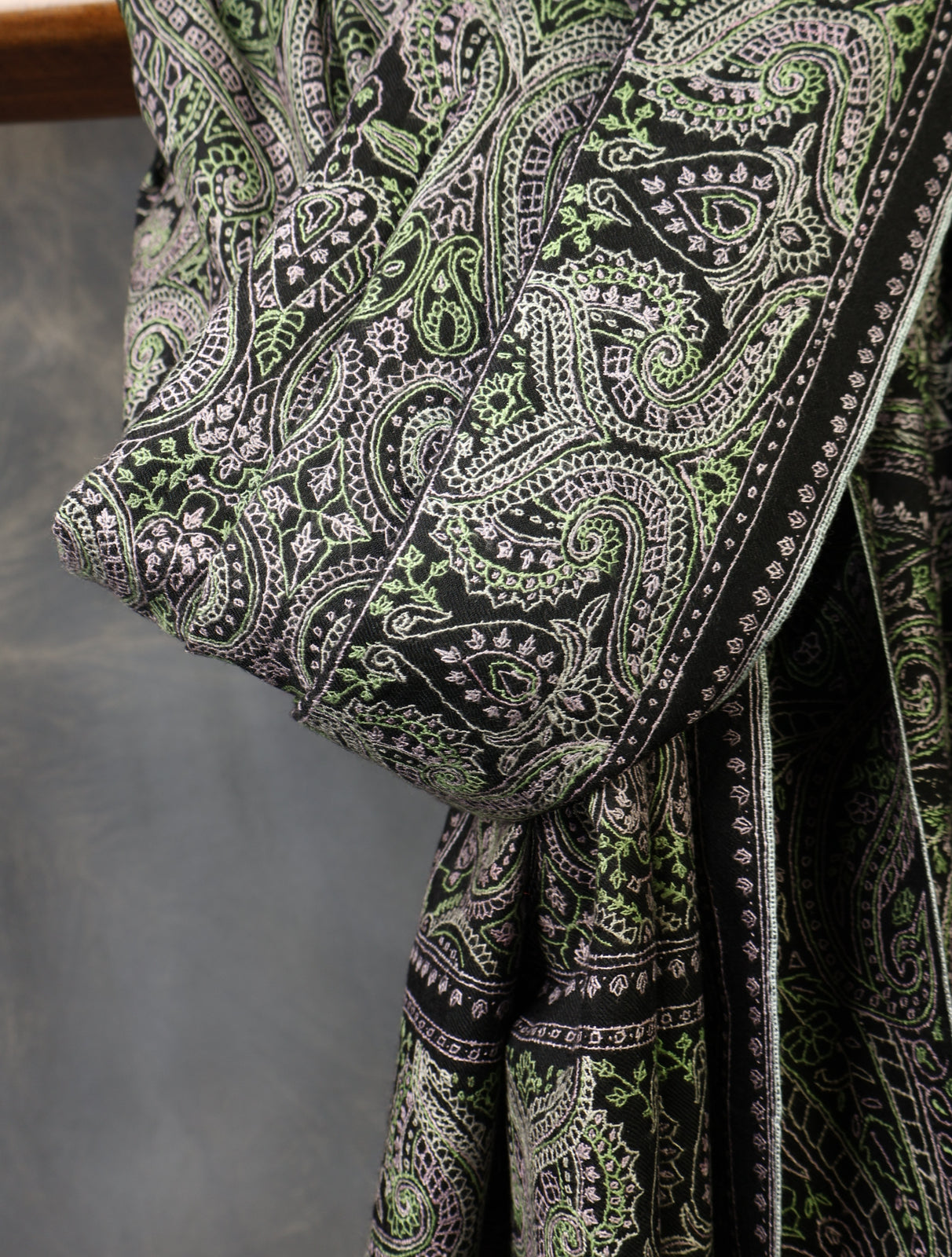 Black Jamawar Embroidery Pashmina Shawl