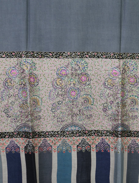 Blue Color With Border Kalamkari Pashmina Shawl