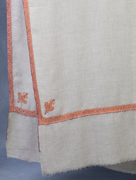 3 Yard Natural Base With Small Border Embroidery Cashmere Pashmina Shawl