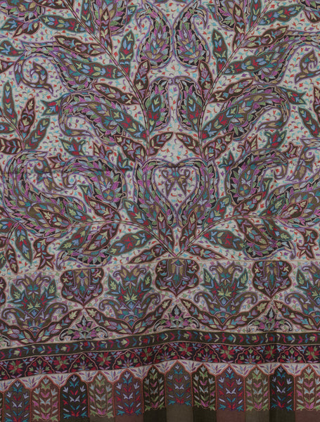 Baby Pink And Brown Color Kalamkari Pashmina Shawl