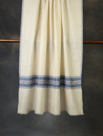 Ivory Base Big Striped Border Embroidery Cashmere Pashmina Shawl