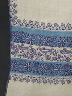 Ivory Base Big Striped Border Embroidery Cashmere Pashmina Shawl