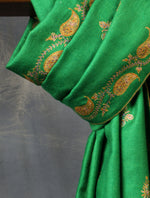 Green Boteh Embroidery Pashmina Cashmere Shawl