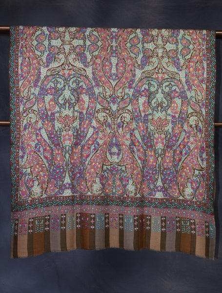 Pink Multicolor Kalamkari Pashmina Shawl