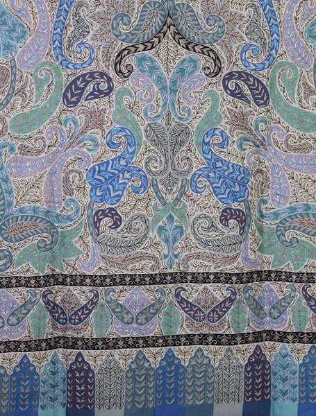 Dodger Blue Color Kalamkari Pashmina Shawl