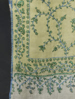 Lemon Jali Embroidery Cashmere Pashmina Shawl