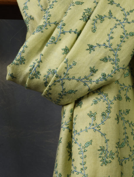 Lemon Jali Embroidery Cashmere Pashmina Shawl