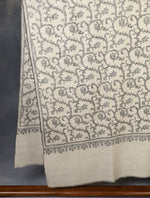 Ivory Base With Jali Embroidery Pashmina Cashmere Shawl