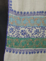 Ivory Base Big Striped Border Embroidery Cashmere Pashmina Shawl