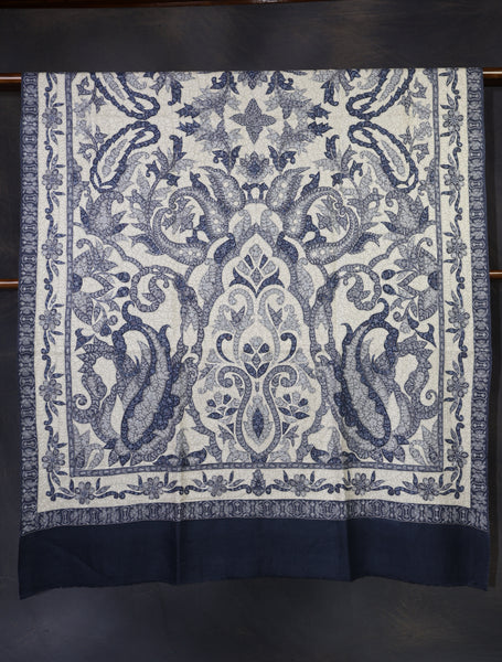 Navy Blue Color Kalamkari Pashmina Shawl