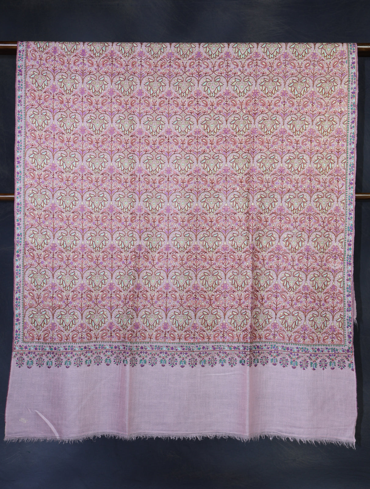 Baby Pink Color Kalamkari Pashmina Shawl