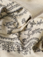 Ivory Base With Jali Embroidery Pashmina Cashmere Shawl
