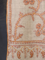 Natural Base With Jali Embroidery Pashmina Cashmere Shawl