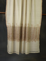 Ivory Base Big Border Embroidery Cashmere Pashmina Shawl