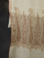 Ivory Base Big Border Embroidery Cashmere Pashmina Shawl