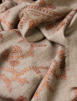 Natural Base With Jali Embroidery Pashmina Cashmere Shawl