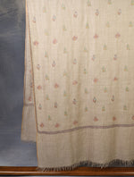 Natural Base Buteh Embroidery Pashmina Cashmere Shawl