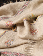 Natural Base Buteh Embroidery Pashmina Cashmere Shawl