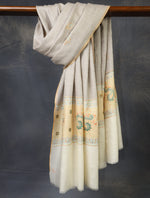 Natural Base With Buteh Embroidery Pashmina Cashmere Shawl