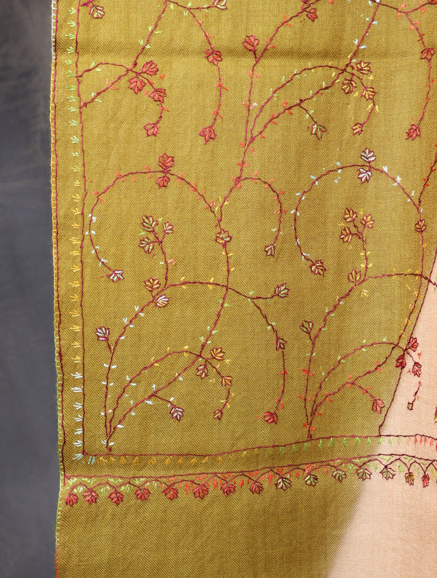Triple Dye  Jali Sozni Embroidery Shawl