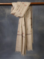Natural Base Buteh Embroidery Pashmina Cashmere Shawl