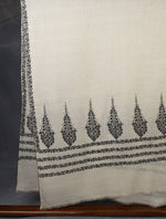 Ivory Base Big Motif Border Embroidery Cashmere Pashmina Shawl