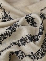 Ivory Base Big Motif Border Embroidery Cashmere Pashmina Shawl