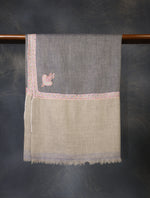 Black And Natural colour with Small Border Embroidery Cashmere Pashmina Shawl