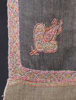 Black And Natural colour with Small Border Embroidery Cashmere Pashmina Shawl