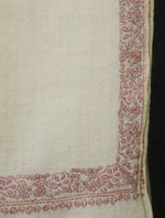 Ivory colour with Small Border Embroidery Cashmere Pashmina Shawl (Copy)