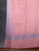 Pink Base Big Border Embroidery Cashmere Pashmina Travel wrap