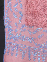 Pink Base Big Border Embroidery Cashmere Pashmina Travel wrap
