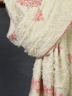 Ivory Base Buteh Embroidery Cashmere Pashmina Travel wrap